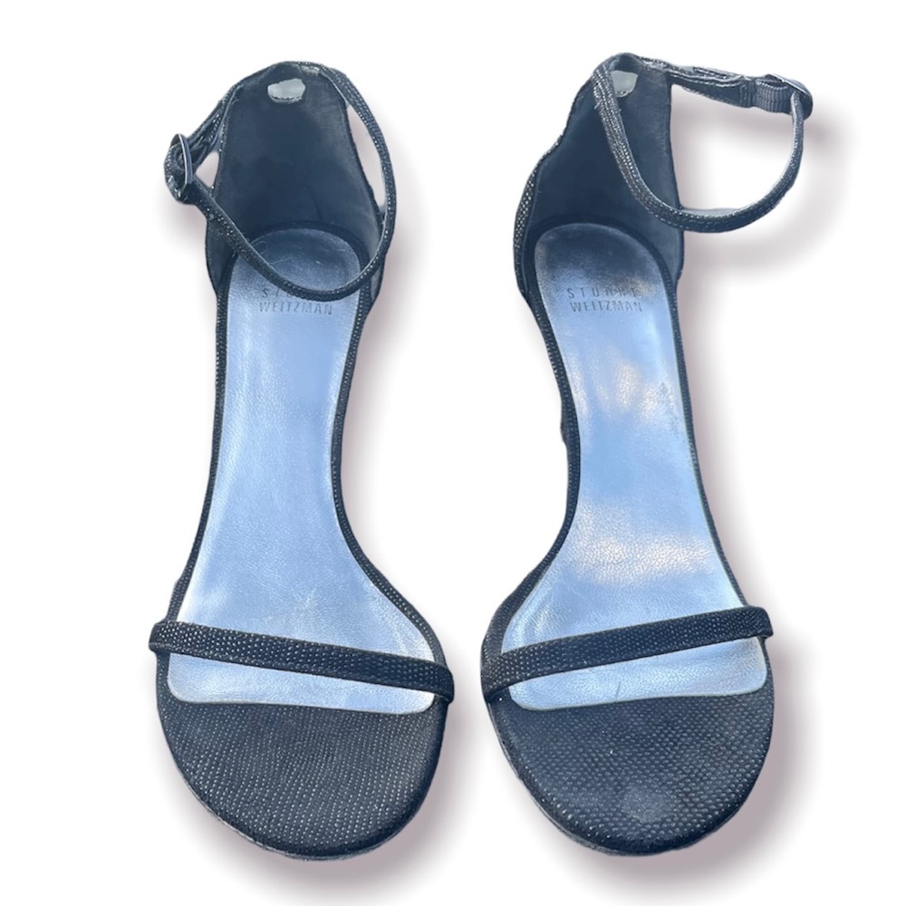 Stuart Weitzman Textured Black Nudist  Heels
